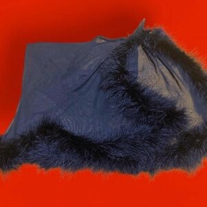 Iheartraves Black Faux Fur Trim Skirt